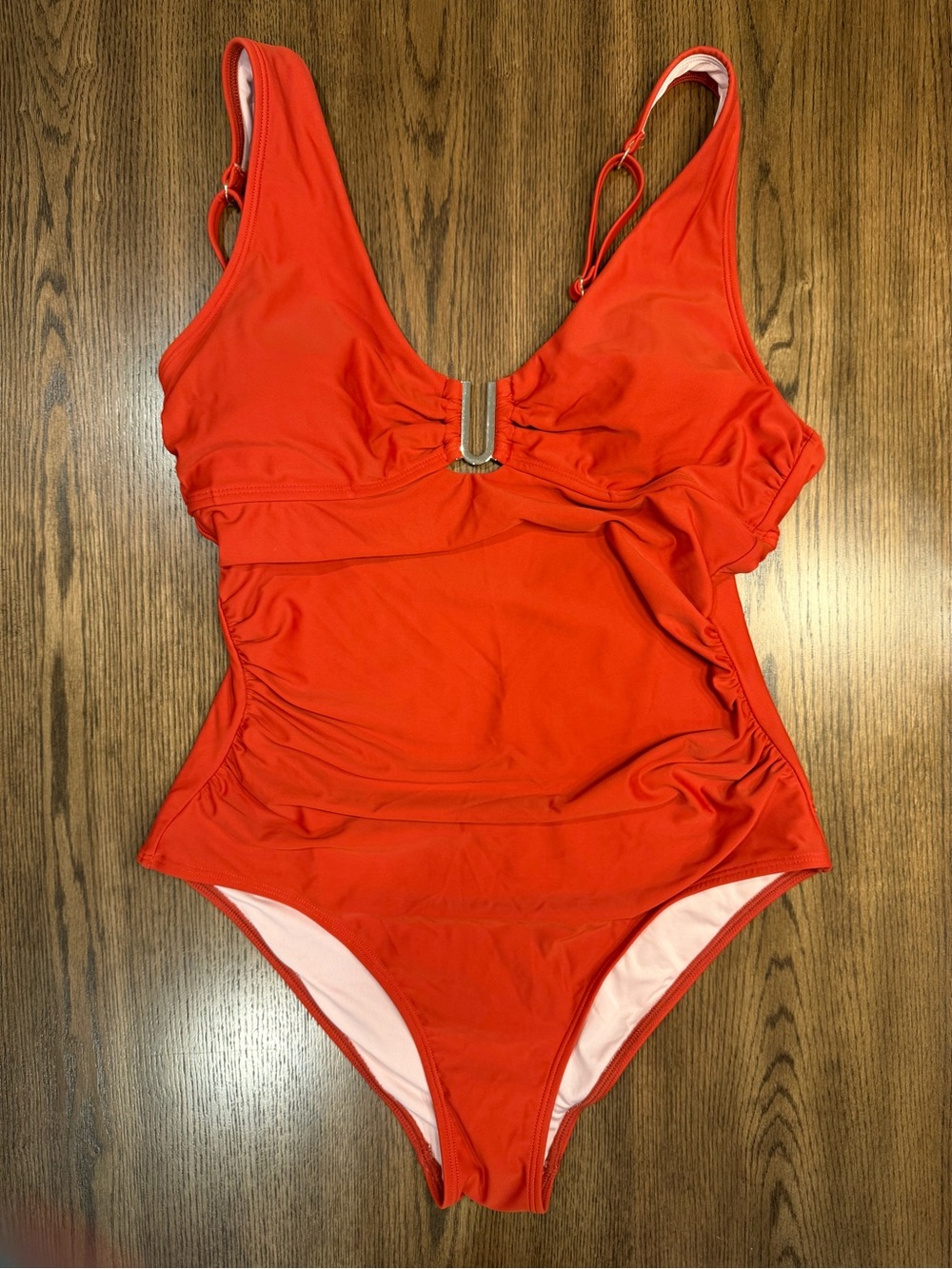 Shade & Shore Rust Orange One-Piece Swimsuit with Gold U Size L